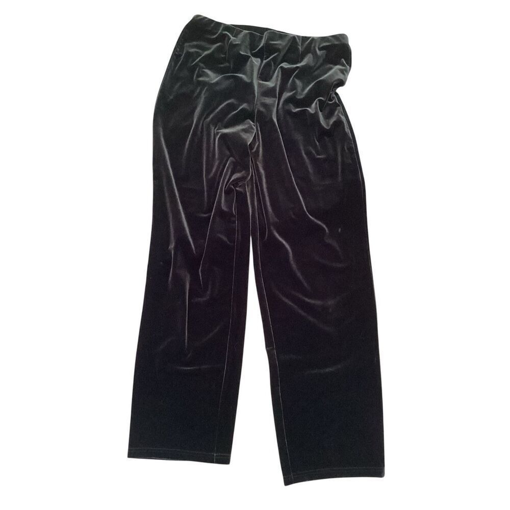Classic Elements Size L Black Crushed Velvet Pants Wide Leg Pull On